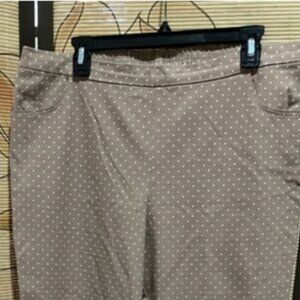 Isaac Mizrahi |Taupe Polka Dot Pants | Size 16 | Stretch | Pockets | Lightweight